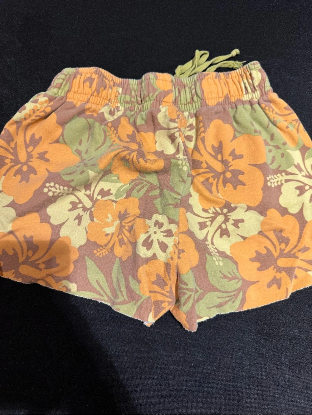 wild fable Floral Tie-Waist Athletic Shorts - Orange & Green